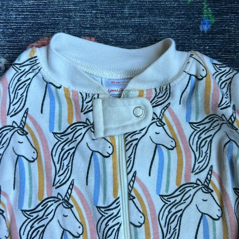 Hanna Andersson Rainbow Unicorn Toddler Sleeper Pajamas, Size 2T